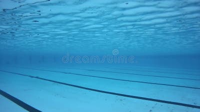 Underwater Footage of Swimming Pool with Lane Divider Lines Stock