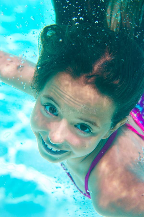 Underwater Girl in the Pool Stock Image - Image of blue, reflection ...