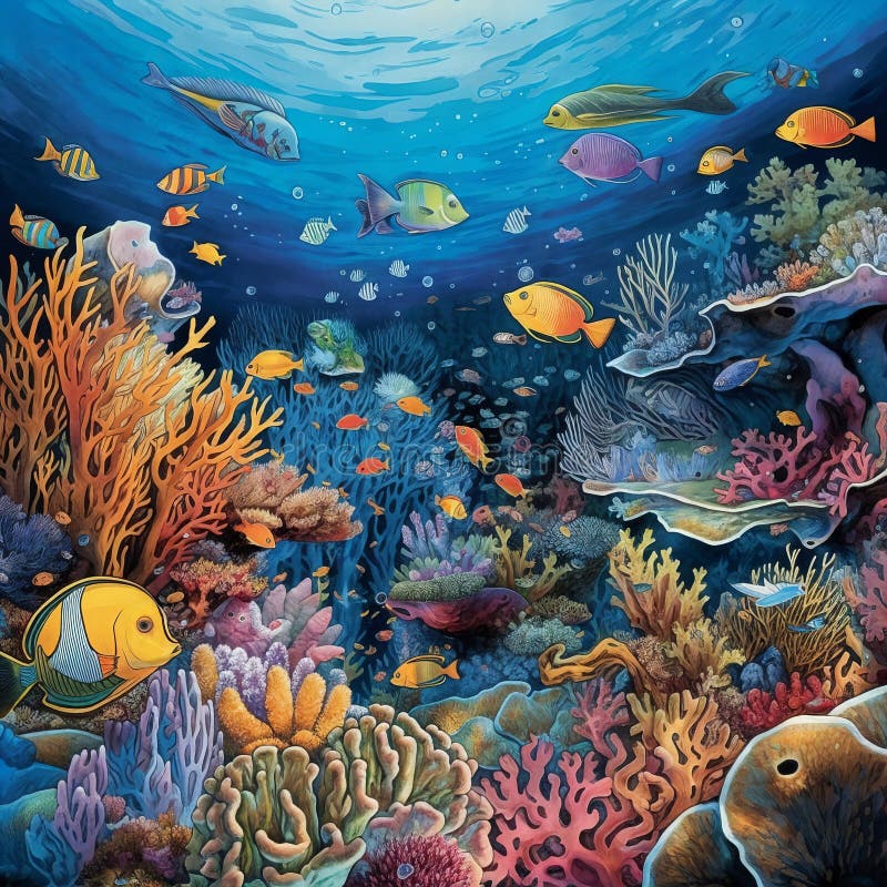 Fishes and coral in blue stock photo. Image of ocean, background - 2255588