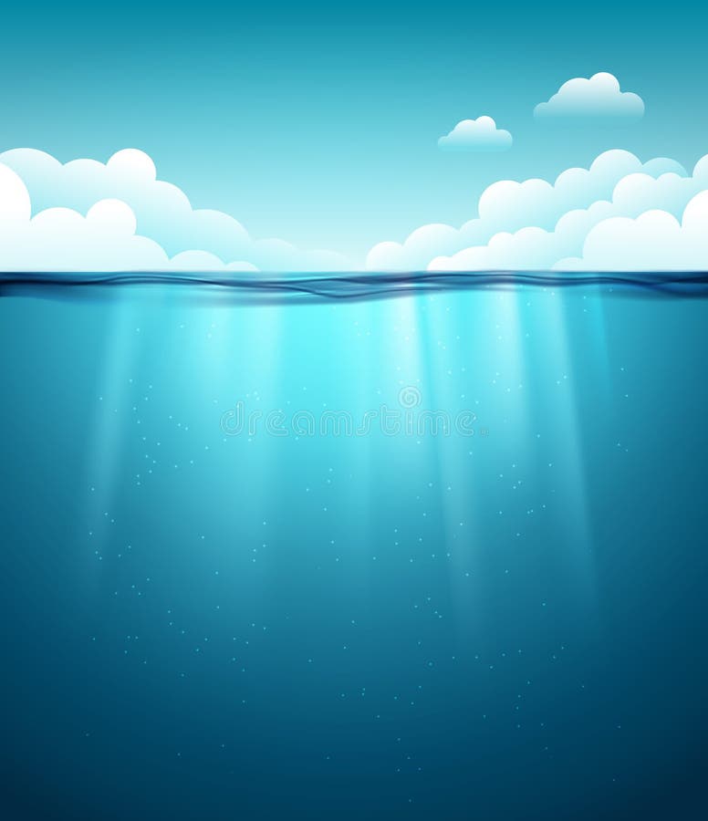 Menda City øre Rasende Underwater Ocean Surface. Blue Water Background. Clean Nature Sea  Underwater Backdrop with Sky Stock Vector - Illustration of blue, bubble:  118187845