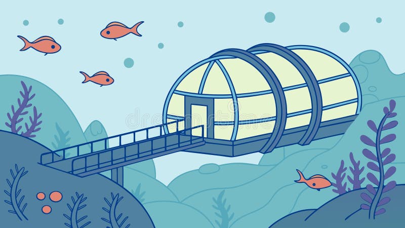 Underwater Research Station, Marine Science Exploration, vector design Generative AI royalty free illustration