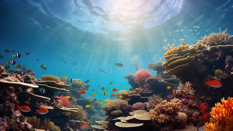 Silhouette Underwater Scene with Coral Reef Stock Vector - Illustration ...