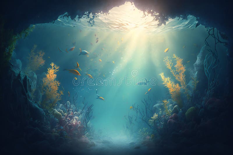 An underwater scene with a fish swimming royalty free stock photo