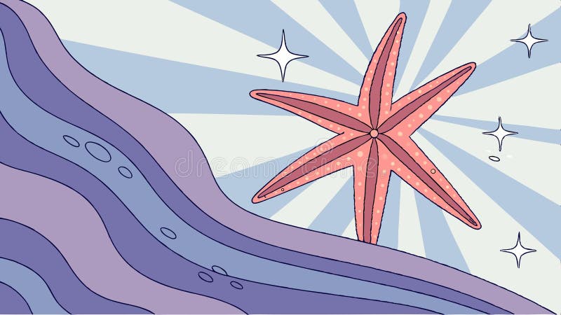 Underwater scene with a prominent starfish and abstract background. vector design Generative AI vector illustration