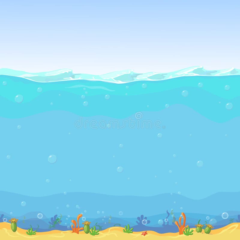 Underwater Seamless Landscape, Cartoon Background For Game ...
 Ocean Water Waves Cartoon