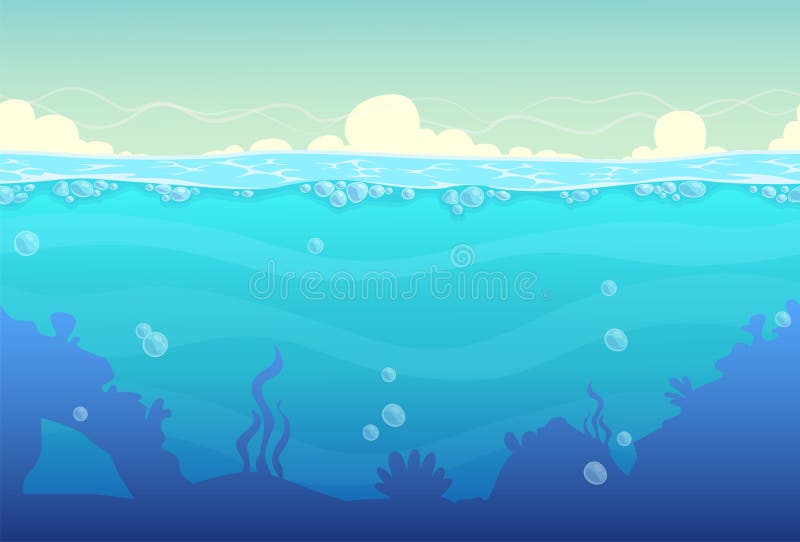 Underwater Seamless Landscape Stock Illustration - Illustration of