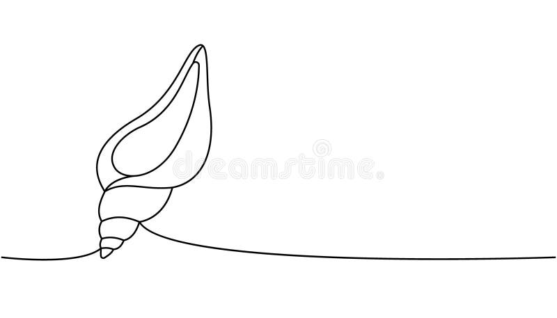 Underwater shell one line continuous drawing. Tropical underwater shell continuous one line illustration. Vector vector illustration