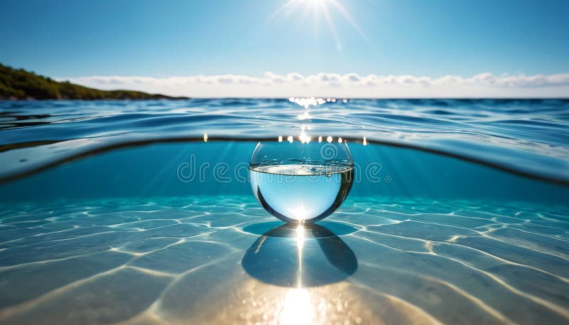 Underwater View with Wine Glass stock photo