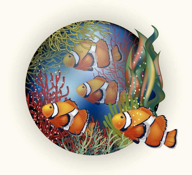 Underwater Wallpaper With Tropical Fish, Vector Stock Vector