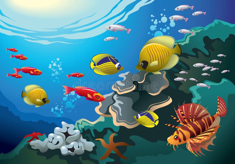 Underwater world vector illustration