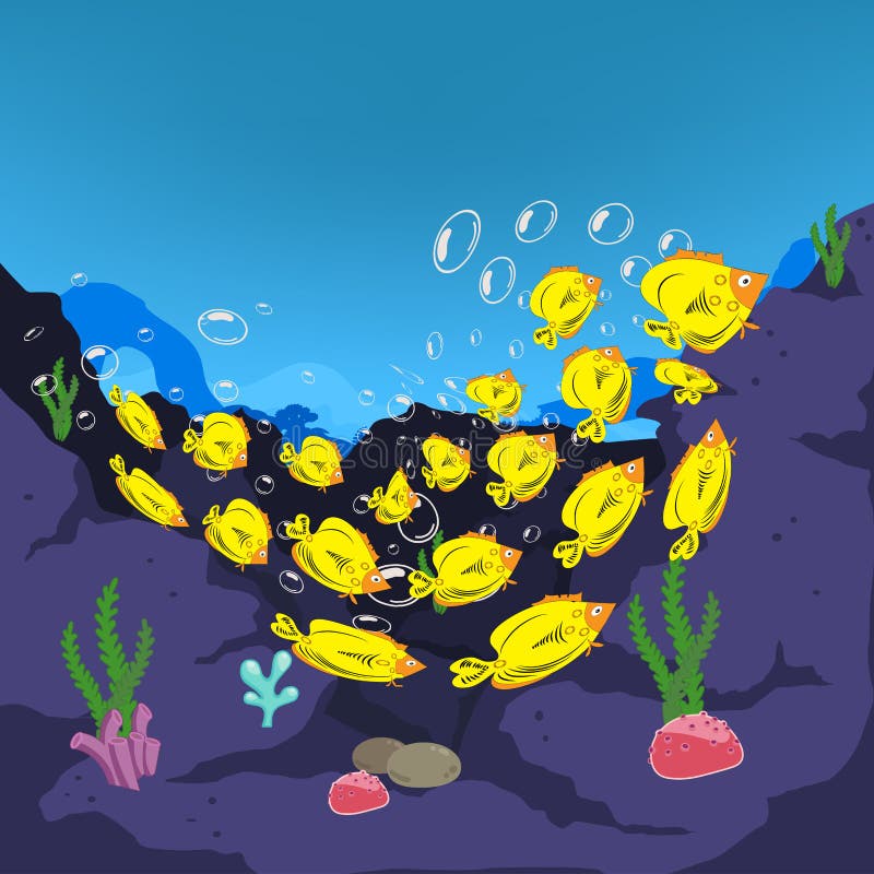 Underwater world, cartoon stock illustration. Illustration of bottom