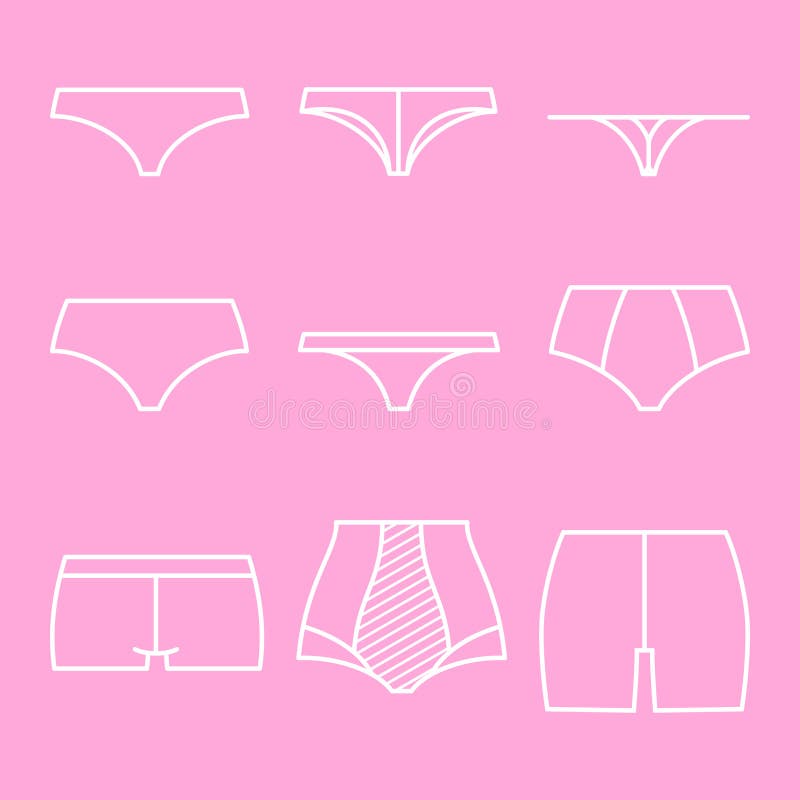 Various Types of Women Panties Icons Set. Stock Vector