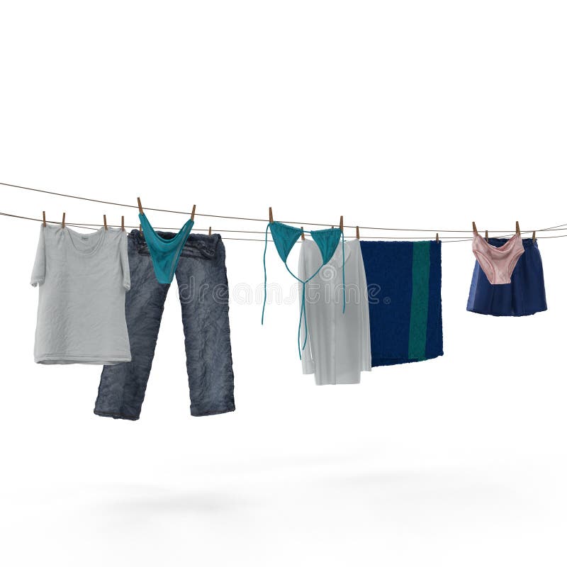 Underwear are Drying on the Clothesline Stock Illustration ...