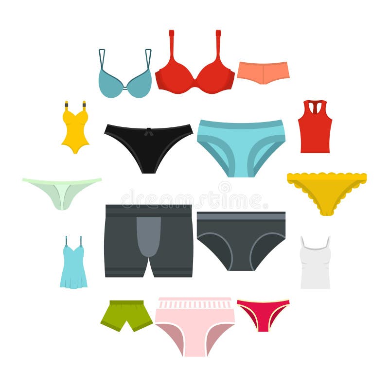 Female Panties Types Flat Icon Vector. Stock Vector - Illustration
