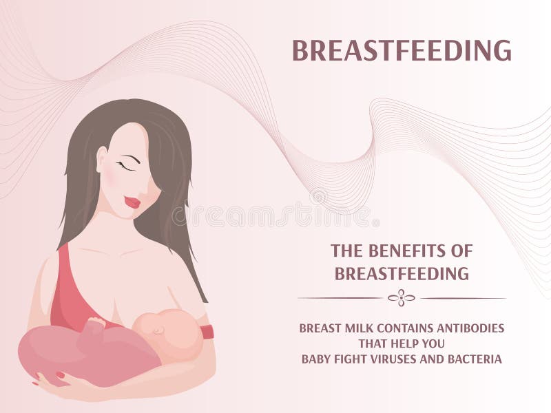 Flyer about the benefits of breastfeeding. A poster of a mother breast-feeding a baby. Vector image. Flyer about the benefits of breastfeeding. A poster of a mother breast-feeding a baby. Vector image