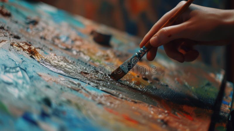 Une capture détaillée d'une personne engagée dans l'expression créatrice, comme la peinture ou la sculpture image libre de droits