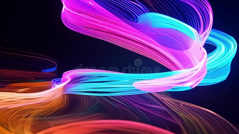 Une cascade de couleurs néons en cascade et en collision formant un étonnant affichage d'aberration chromatique en mouvement. illustration stock
