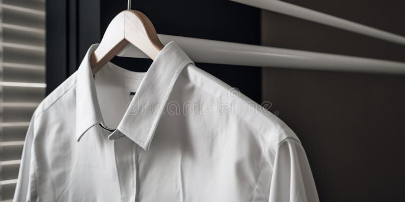 Une Chemise Fraîchement Repassée Accroche Croustillamment Sur Un Cintre Son  Tissu Lisse Dépourvu De Rides Ou De Plis Concept De Illustration Stock -  Illustration du produit, repassé: 276810529