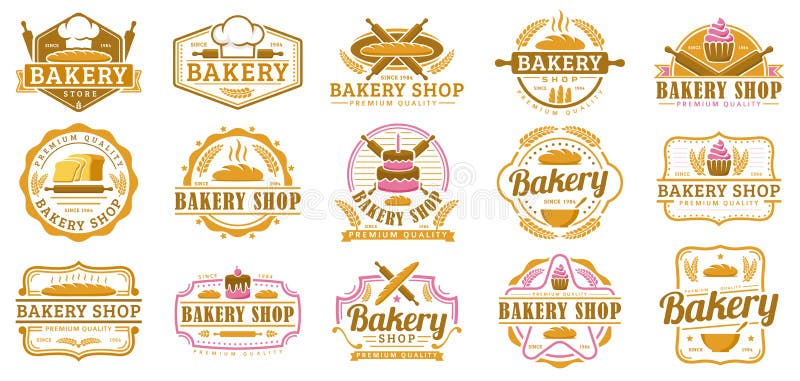 ensemble d'insigne d'étiquette rétro vintage classique emblème pain  boulangerie boulangerie étiquette autocollant logo design inspiration  6257217 Art vectoriel chez Vecteezy