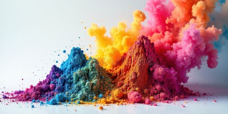 Une explosion de poudre vibrante une symphonie colorée de teintes et de textures créant une chaîne de montagnes abstraite. IA géné illustration stock
