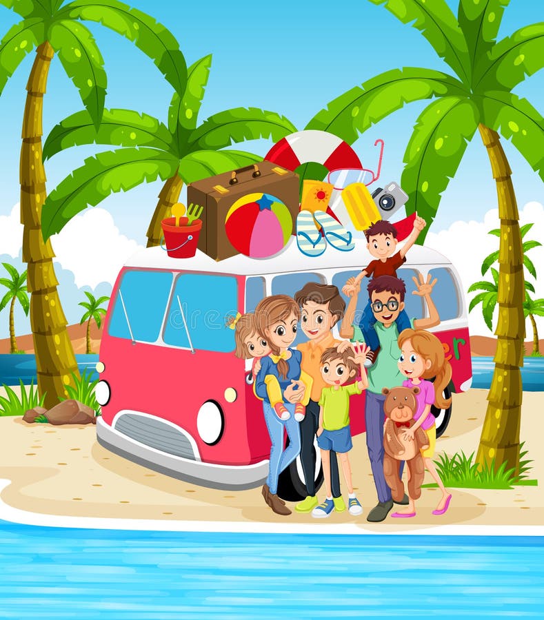 Une famille aux vacances de plage illustration de vecteur Une famille aux vacances de plage illustration de vecteur
