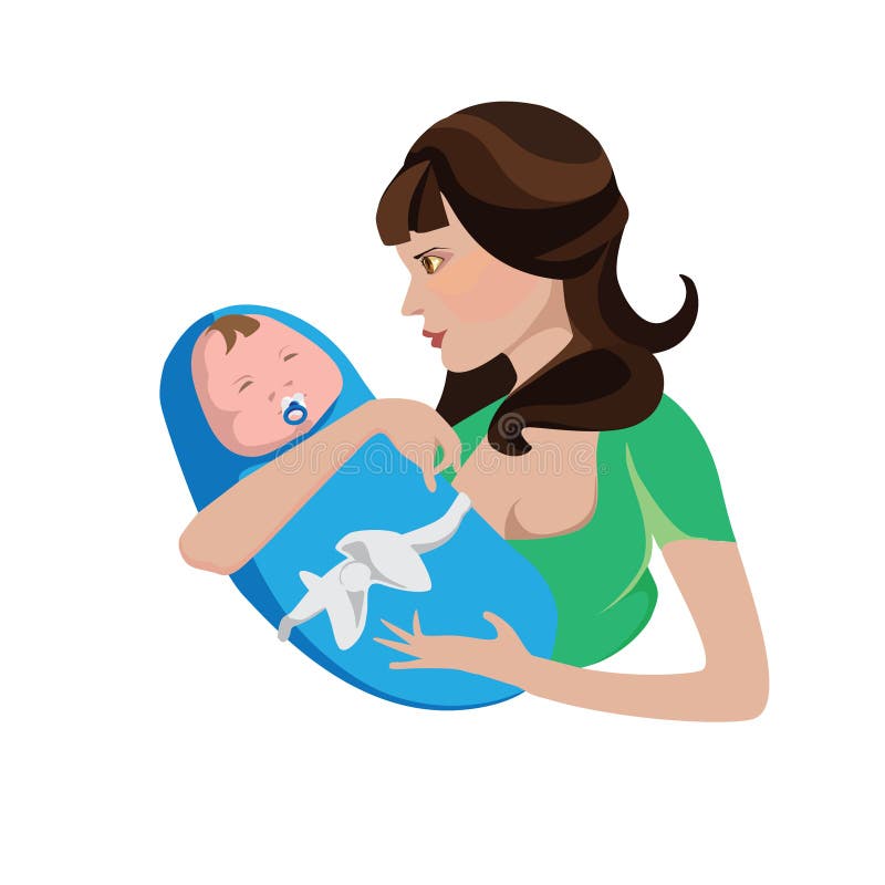 Une femme avec un bébé dans des ses bras illustration stock Une femme avec un bébé dans des ses bras illustration stock