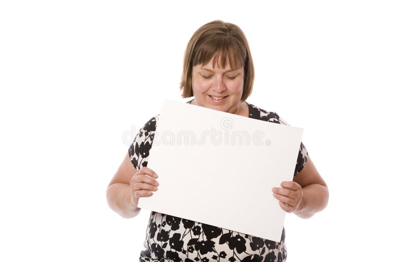 Une femme avec un signe vide photographie stock Une femme avec un signe vide photographie stock