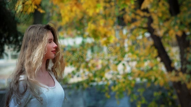 Une fille d'automne dans le style de mode et de mode de vie banque de vidéos