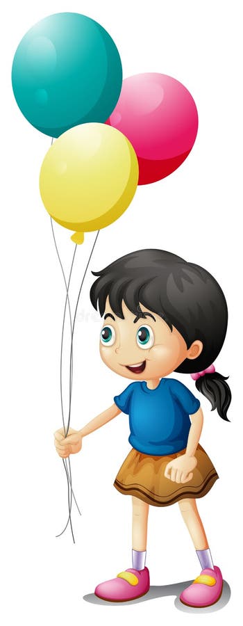 Une fille mignonne de litte tenant des ballons illustration stock Une fille mignonne de litte tenant des ballons illustration stock