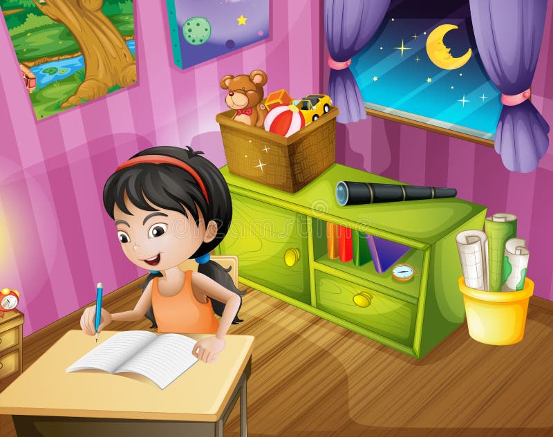 Une fille tenant un crayon illustration libre de droits Une fille tenant un crayon illustration libre de droits
