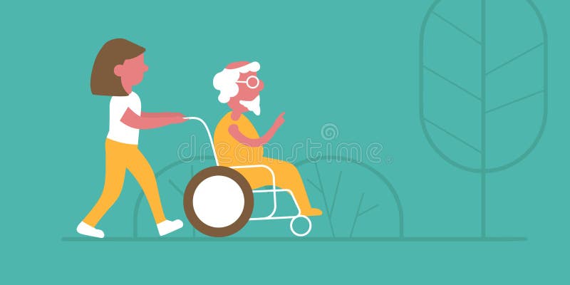 Une illustration de vecteur d'une promenade dans une maison de repos illustration libre de droits Une illustration de vecteur d'une promenade dans une maison de repos illustration libre de droits