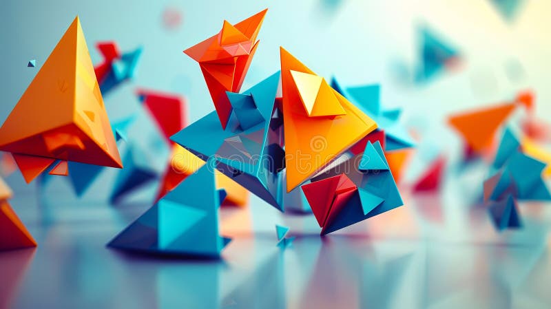 Une image abstraite et colorée de formes origami photographie stock
