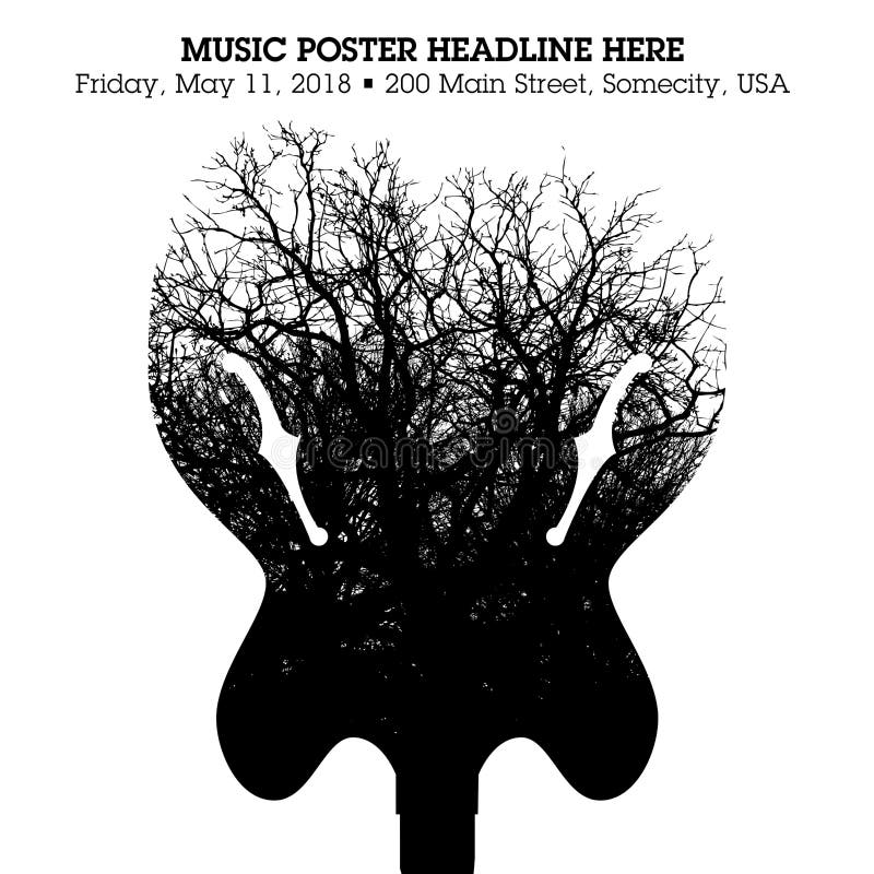 Une image renversante d'une guitare et d'un arbre illustration stock Une image renversante d'une guitare et d'un arbre illustration stock