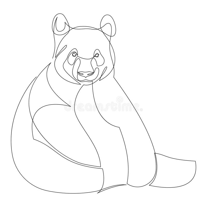 Une ligne de panda ours silhouette. Illustration vectorielle de style minimalisme à main. illustration stock