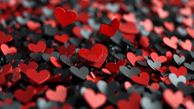 Une multitude de coeurs rouges et noirs densément arrangés pour créer un cadre élégant illustration libre de droits