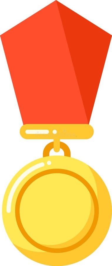 Une médaille d'or avec un ruban rouge symbolisant l'accomplissement et le succès dans diverses compétitions illustration de vecteur