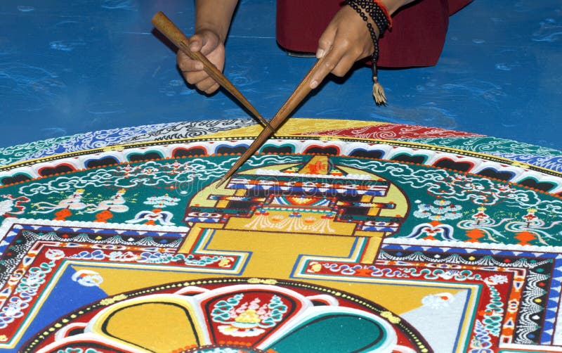 Part of sandy mandala - house of buddhas. Part of sandy mandala - house of buddhas