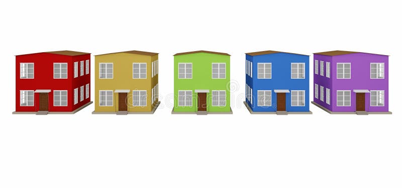 Une rangée de petites maisons colorées