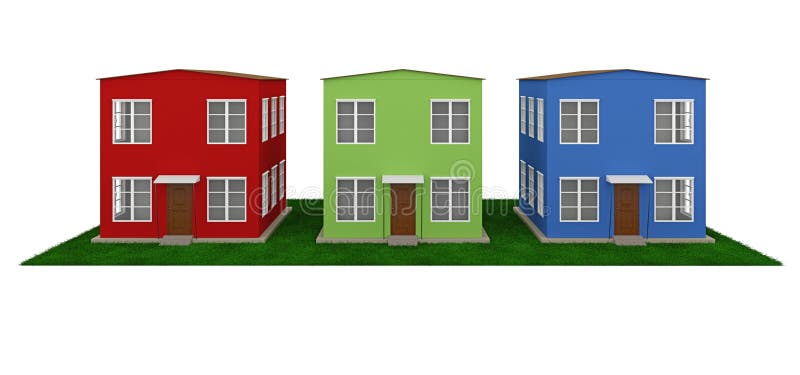 Une rangée de petites maisons colorées