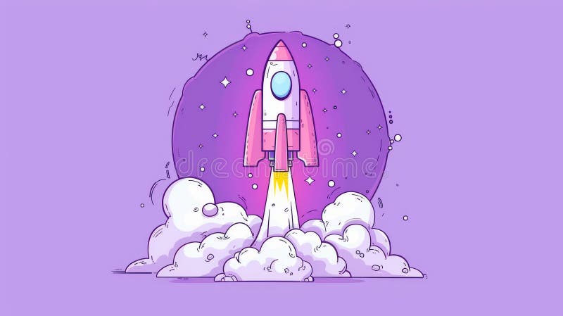 Une roquette vibrante lance dans l'espace pour célébrer la journée des astronautes alors que les élèves retournent à l'école photographie stock libre de droits