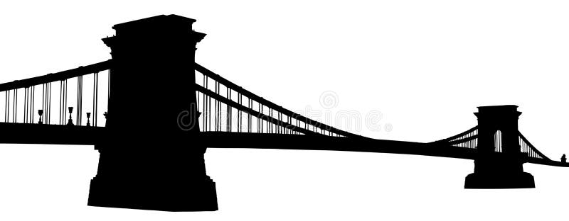 Une silhouette d'une passerelle à chaînes à Budapest illustration de vecteur Une silhouette d'une passerelle à chaînes à Budapest illustration de vecteur
