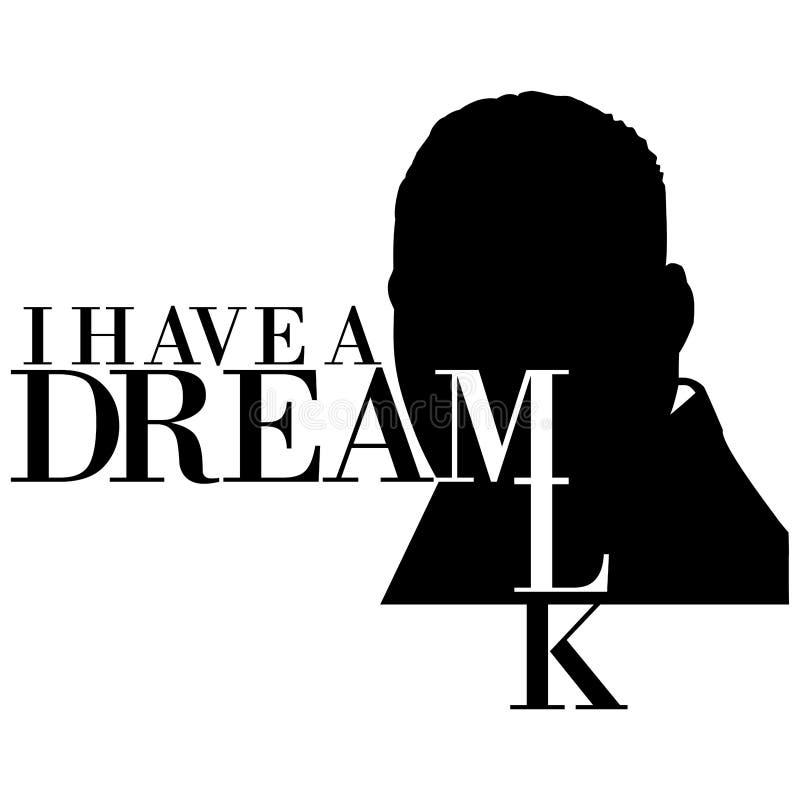 Une silhouette de Dr. Martin Luther King, mémorial de Jr , sur un fond blanc avec le texte j'ai un rêve