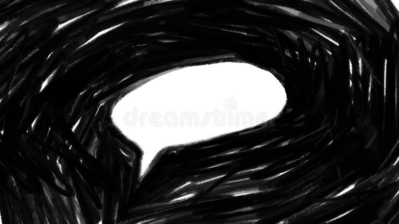 Une simple bulle de discours noir dessinée avec un crayon sur fond blanc illustration libre de droits