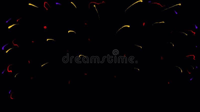 Une simple explosion de confettis colorés sur un écran noir. illustration de vecteur