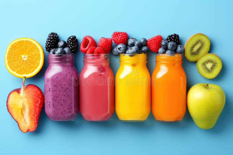 Une symphonie colorée dans le fond bleu smoothie d'été. génératif illustration stock