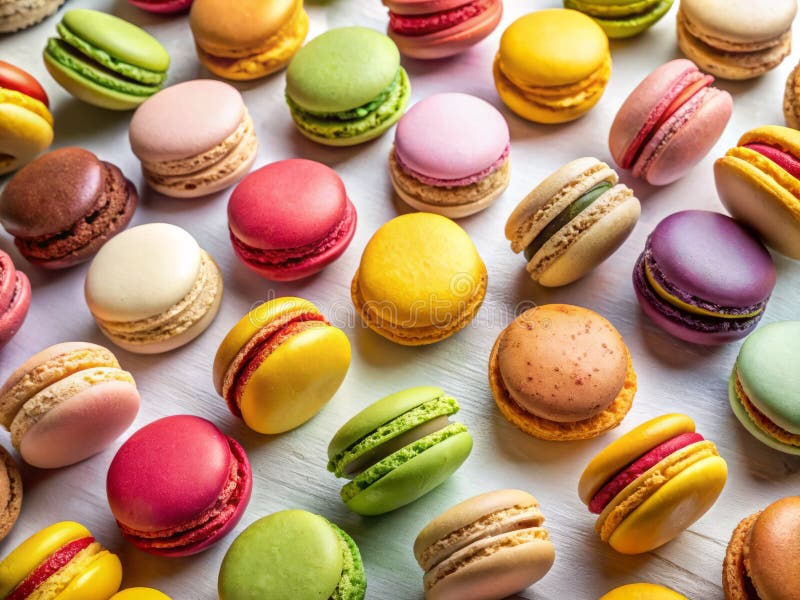 Une symphonie colorée de douceur exquise assortiment de macaron dans une vue d'oeil d'oiseaux. Offrez-vous un festin visuel avec cette vue époustouflante d'un assortiment de macarons. teintes vives et textures délicates créent un chef-d'oeuvre de la confiserie française. chaque macaron parfaitement formé un testament à la boulangerie gourmet artistère chupers promesses de saveurs délicieuses. des teintes pastel douces aux couleurs intenses et audacieuses, cette image présente l'art pur de l'art