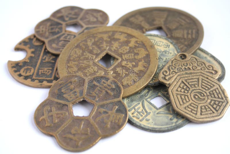 Une série de différentes pièces de monnaie chinoises photographie stock Une série de différentes pièces de monnaie chinoises photographie stock