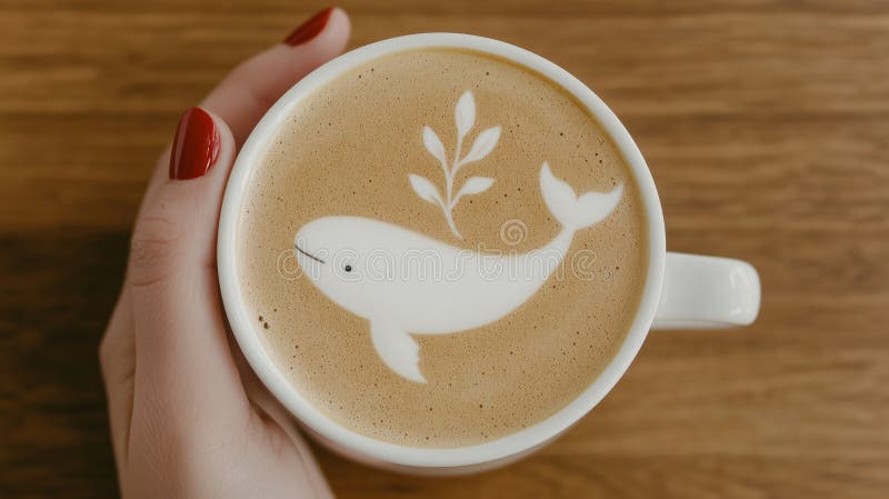 Une tasse de latte aromatique au design original de latte photographie stock