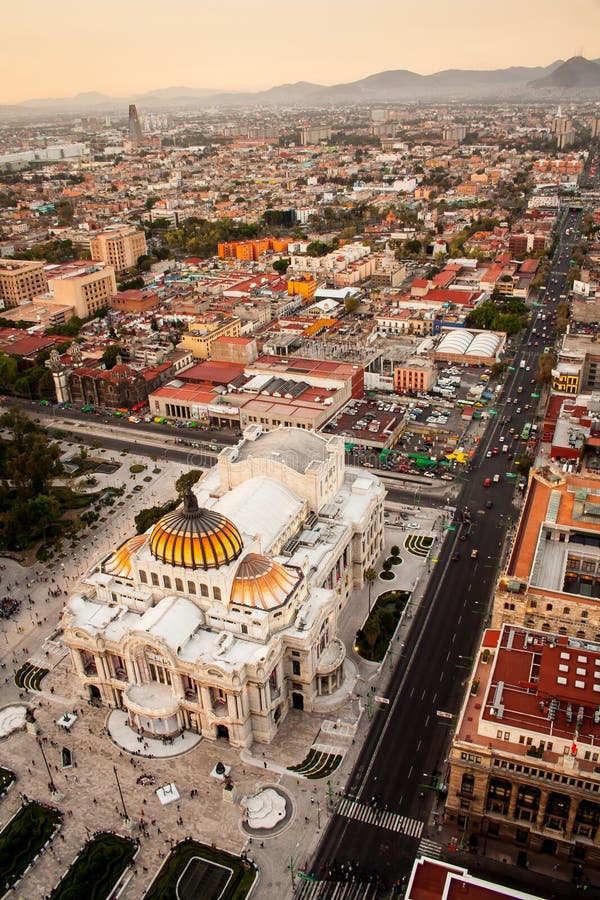 An aerial view of Mexico City and the Palace of Fine Arts. An aerial view of Mexico City and the Palace of Fine Arts.