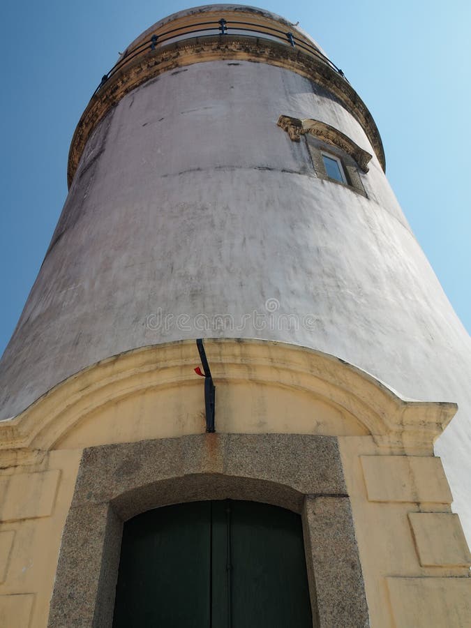 Une vue de face du phare chez Guia Fortress dans Macao photographie stock Une vue de face du phare chez Guia Fortress dans Macao photographie stock